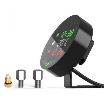 LED Digital Display 5-in-1 Motorcycle Voltmeter and Water Temperature Gauge