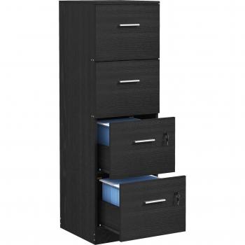 Aosom UK Homcom A4/Letter Size Filing Cabinet – 4 Drawers, Black Wood