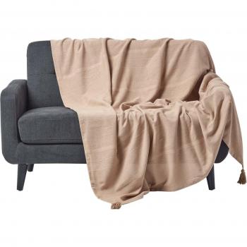 Tagesdecke Rajput Comfort – 100 % Baumwolle – Neutrales Beige – 225 × 255 cm