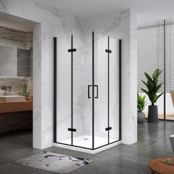 Cabine de douche Saniverre ATÉA-BLACK, 190 cm, 75 x 80 cm, Verre transparent