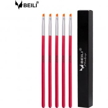 BEILI Brochas de Maquillaje, 5 Unidades, Pelo de Cabra Natural y Sintético