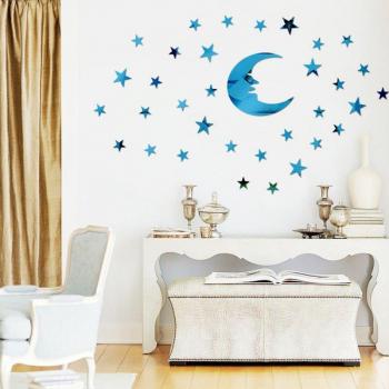 Étoiles en Lune Sticker Miroir