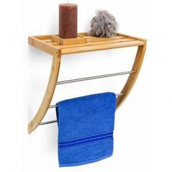 Estantería para Toallas de Madera Natural Relaxdays