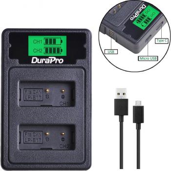 DuraPro LP-E17 Dual Charger with 4 x 1180mAh Batteries