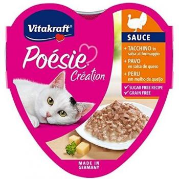 Pack of 5 Vitakraft Poésie Turkey in Cheese Sauce, 85g