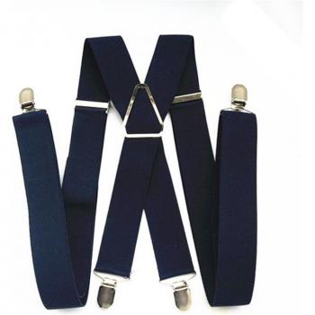 Men's and Women's Navy Blue X-Back Suspenders, 55 Inch Clips, Adjustable Size XL XXL