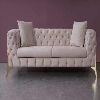 Panther Velvet 3-Seater Sofa in Cream