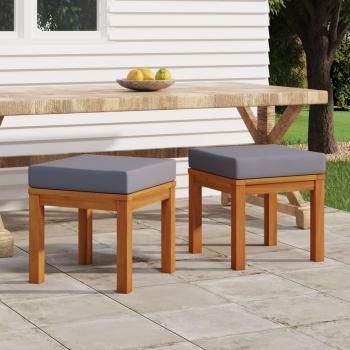 Tabourets de patio en acacia avec coussins