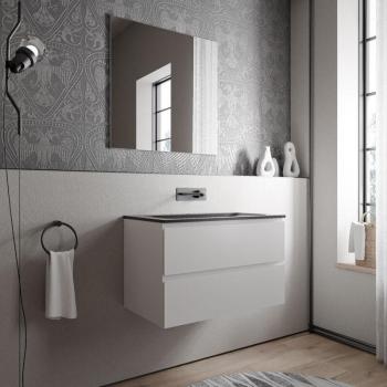 Mobiletto Ava 80 cm con lavabo in mineralguss Bruxelles – bianco opaco, senza preforatura