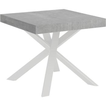 Table Karzy Extensible 90x90 à 194cm en Gris Ciment et Blanc