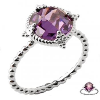 Silver 'Sissi' Ring with Rhodium Finish and Purple