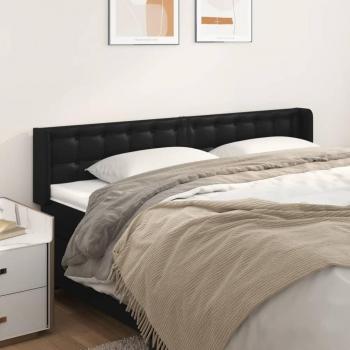 Kunstleder Kopfteil mit Ohren 203x16x78/88 cm Schwarz