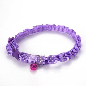 Random Color Adjustable Lace Pet Collar with Bell 19-31cm for Cats and Dogs