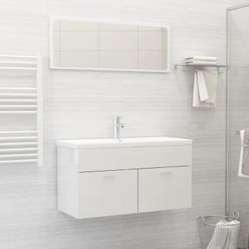 Conjunto de Móveis para Casa de Banho 2 Peças Brilho Branco