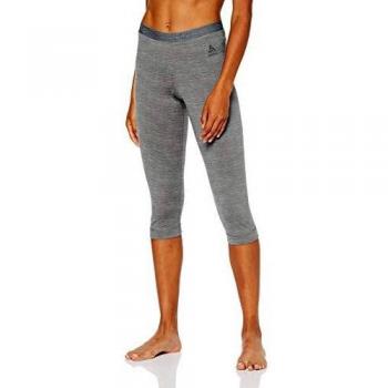 Odlo Women's Merino Warm 3/4 Base Layer Pants Grey Melange L