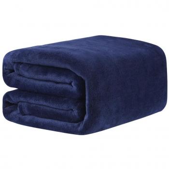 Plaid Entretien Facile à la Machine 220x240cm (Bleu Marine) LANGRIA