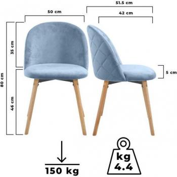 Sillas de Comedor MIADOMODO Pack 6 – Diseño Azul Claro, tapizado acolchado