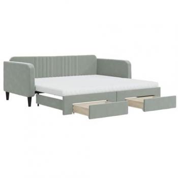 Confort Sofa Nido de Terciopelo Gris Lúcido con Cajones Integrados