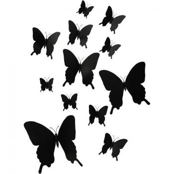Decoración de Pared con Mariposas Negras 3D