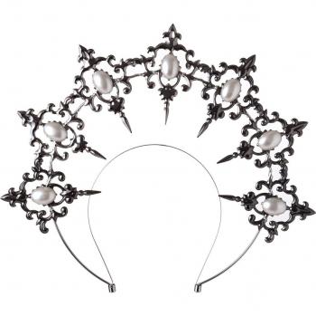 Diadema Barroca con Rosa Negra y Halo de Sol