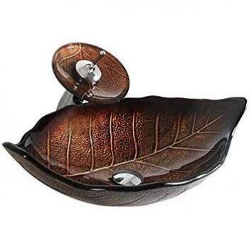 Badezimmer-Set: Glas-Wasserfall mit runder Schale und Hähnchen