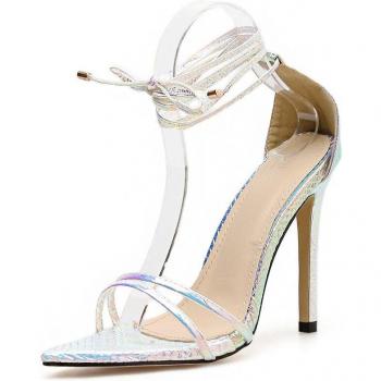 Klassische Damen Sandalen mit hohem Absatz und Knöchelband