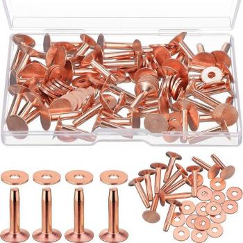 Leather Craft Copper Rivets and Burrs Set (50 Sets)