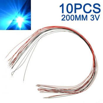 Microlitz #0402, cable SMD azul presoldado, 200mm, Led, 2,8 V-3,4 V, 10 uds