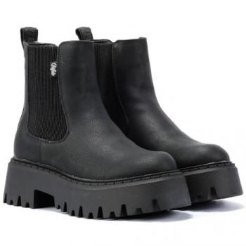 Buffalo Stivali Chelsea Donna in Pelle Nera Aspen