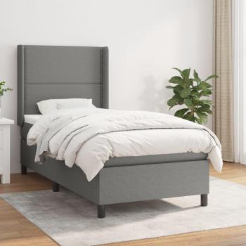 Vidaxl Boxspringbett Dunkelgrau 80x200 cm mit integrierter Matratze