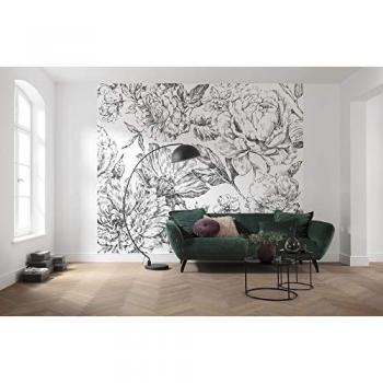 Murale Komar – fleurs noires/blanches intissées