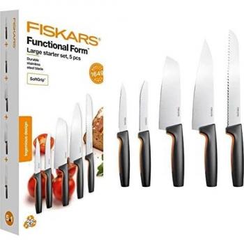 Fiskars Functional Form Küchenmesser-Set, 5-teilig, inklusive Tomatenmesser und Santoku