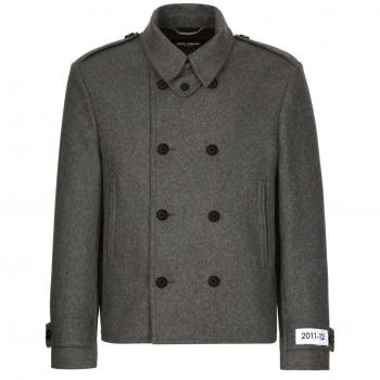 Dolce & Gabbana Men's Wool Double-Breasted Coat in Gray | Size L