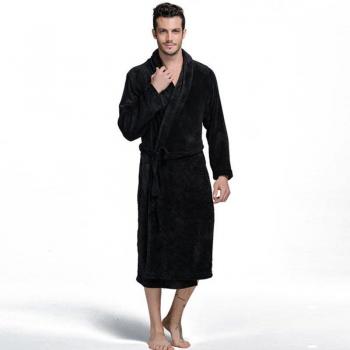 Winter-Bademantel für Männer aus weichem Korallenfleece