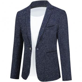 Chaqueta de Hombre Azul con Diseño Deportivo y Solapa