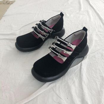 Frauen Schuhe Plattform Mary Jane Runde Kappe Schwarz
