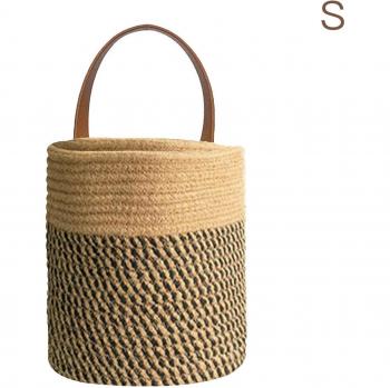 Cesta decorativa colgante de pared para plantas, imitación mimbre, blanca, con cuerda
