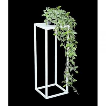Tabouret Floral Metalique Blanc – Angle 50 cm, Table d'Appoint
