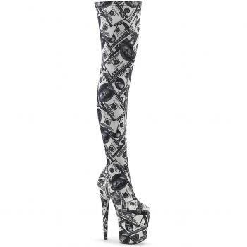 Bottes Pleaser Flamingo-3000DP WHT-BLK STR. Tissu
