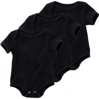 Ropa de bebé, peleles de algodón negro, 3 unids/lote