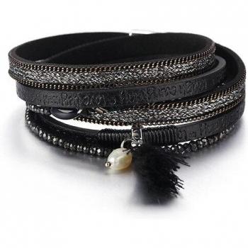Bracelet féminin en cuir avec charme magnétique