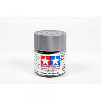 Peinture acrylique X‑11 Chrome Argent – Pot 10 ml (Tamiya)