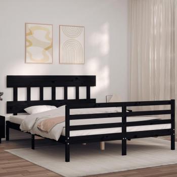 Cama de 160x200 cm con cabecero negro y estructura amarilla