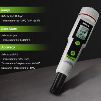 Salinomètre Portable Étanche 2‑en‑1 – Test de Salinité & Température