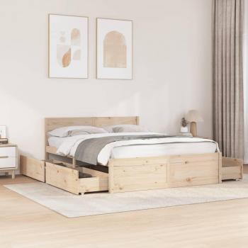 VidaXL Bed Frame 150x200 cm King Size Solid Wood Pine