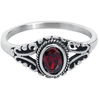 Silver Gleam: Red Ornament Ring (62 mm, Grey) – Stainless Steel & Zirconia