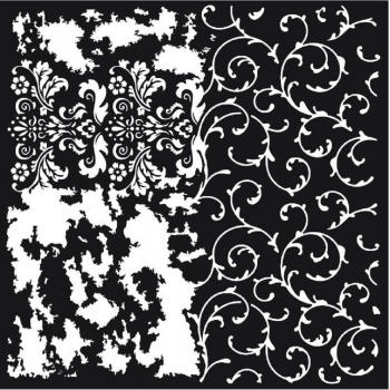 Prima Distressed Flourish Mixed Media Stencil, 22x22 inches
