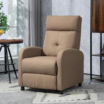 Sillón Reclinable con Reposapiés y Respaldo Alto Marrón
