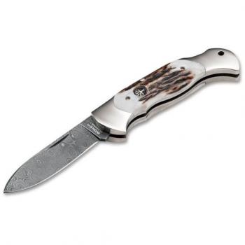 Böker Solingen Scout Spearpoint Stag Damascus Knife