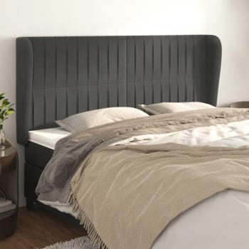 VidaXL CABECERO CON OREJAS DE TERCIOPELO GRIS OSCURO 163X23X118/128 CM
